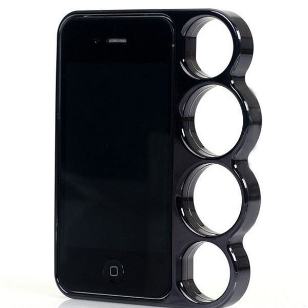 Apple Iphone 4 case, knuckles. Zwart